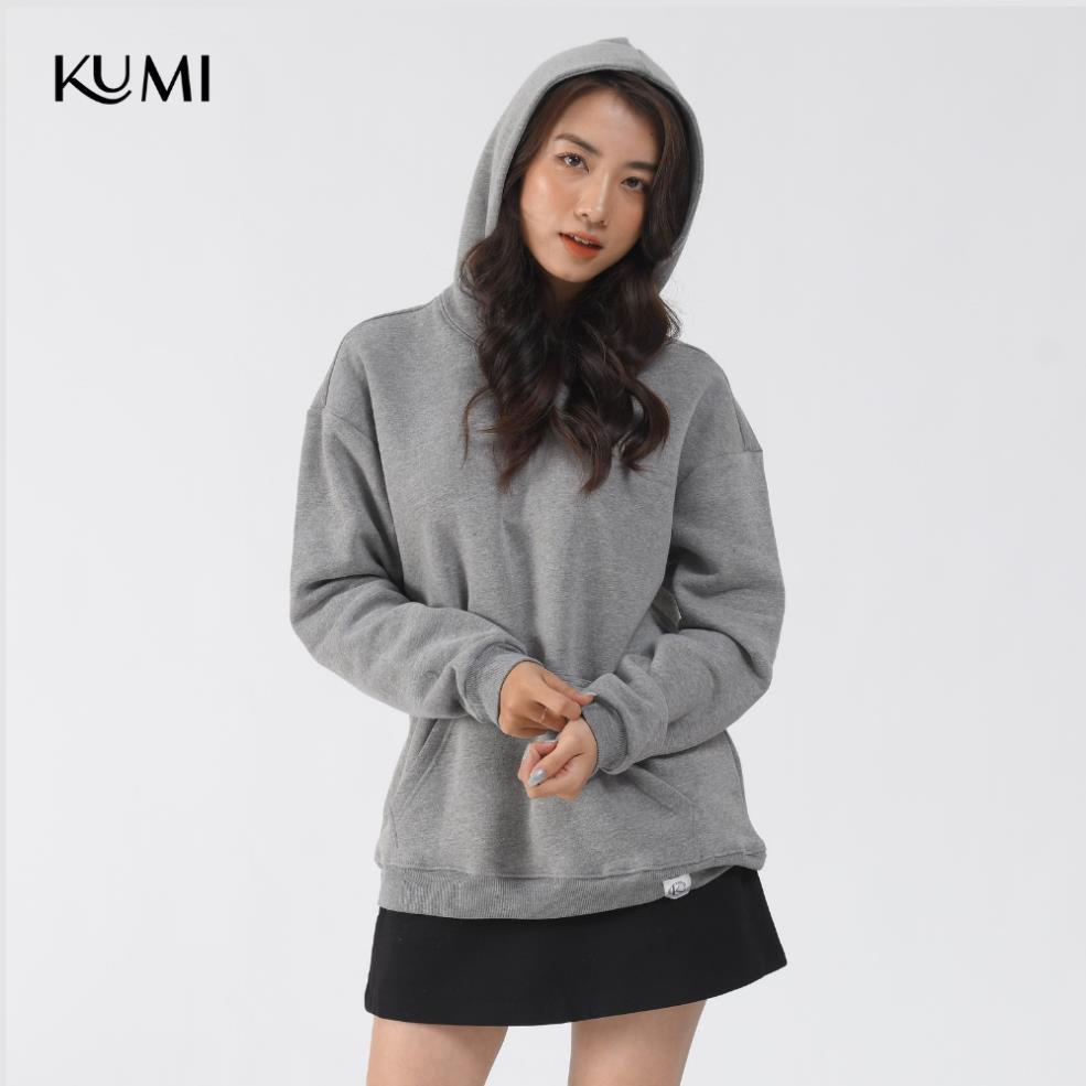 Áo Hoodie Nữ Dài Tay Có Mũ Chất Nỉ Bông Cao Cấp Kumi, Áo Nỉ Nữ Basic Có Mũ Thời Trang Trẻ Trung Năng Động - Ghi | BigBuy360 - bigbuy360.vn