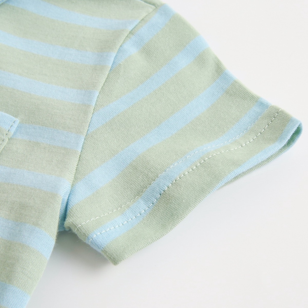 Sanlutoz Áo Liền Quần Ngắn Tay Họa Tiết Sọc Thời Trang Cho Bé Trai