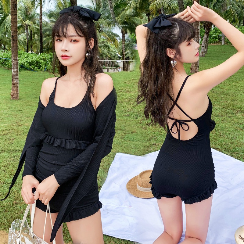 (Hàng Nhập) Bikini liền thân kèm áo khoác lửng #8218