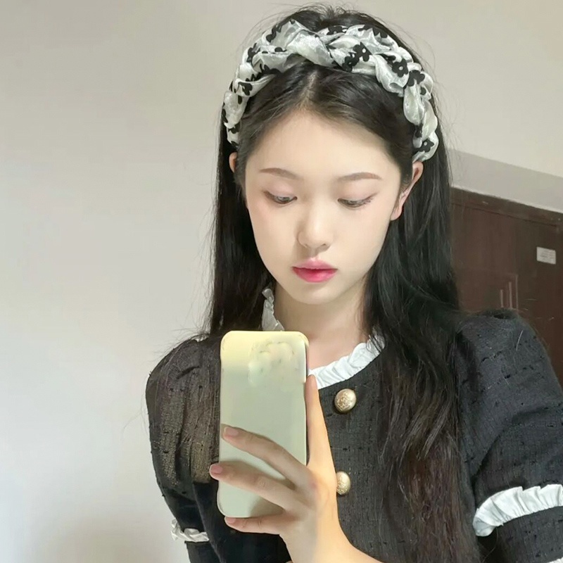 Băng Đô Cài Tóc Bằng Vải organza Đính Hoa Phong Cách retro Hàn Quốc