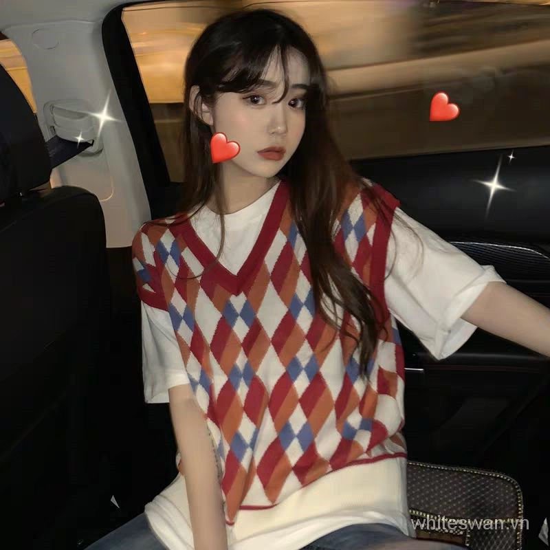 Áo Len Không Tay Cổ Chữ V Họa Tiết Sọc Caro Nhiều Màu Sắc Phong Cách Hàn Quốc Mới | BigBuy360 - bigbuy360.vn