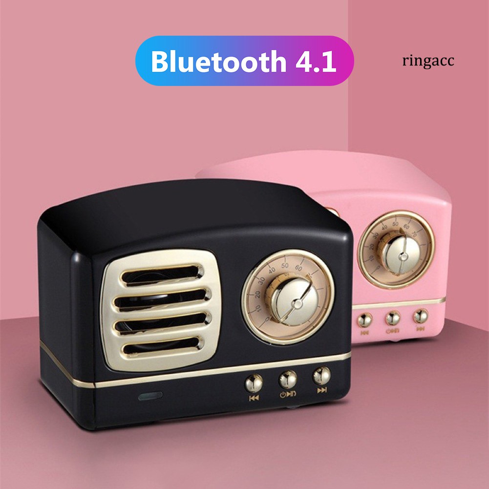 RC_Mini Vintage Wireless Bluetooth Speaker Subwoofer U Disk TF Card Music Player