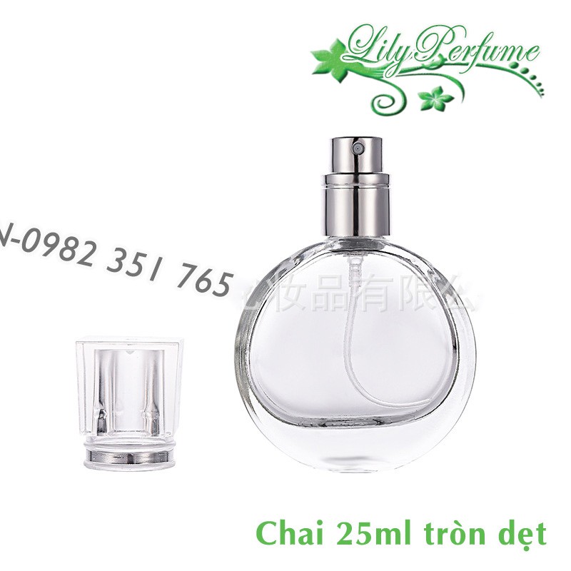 Lọ chiết nước hoa 25ml tròn dẹt (Ống chiết nước hoa/ Vỏ chiết nước hoa/ Chai chiết nước hoa)