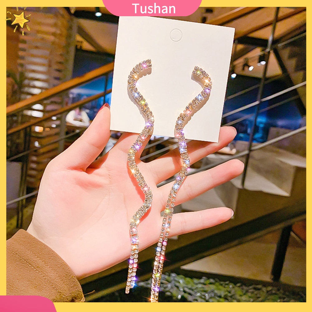 Khuyên tai tua rua dáng dài đính ngọc trai nhân tạo cho nữ TUSH