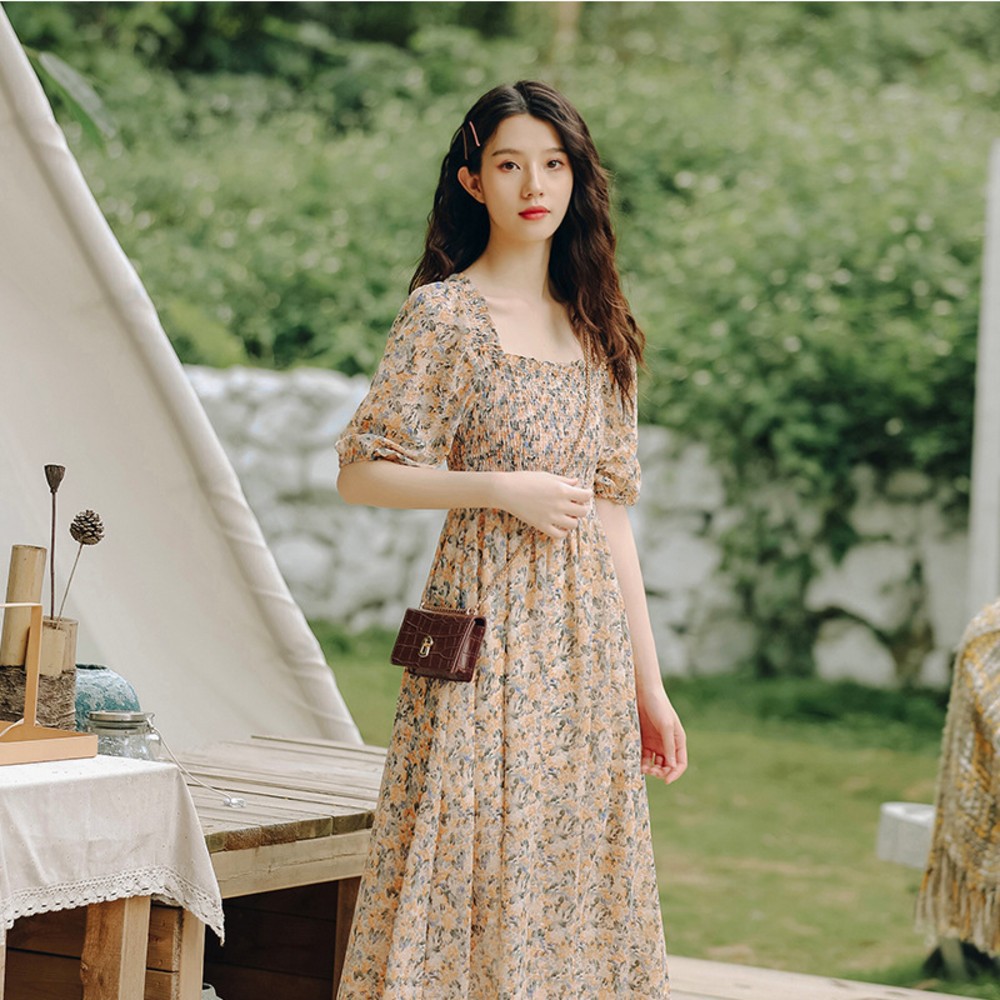 [2 LỚP] VÁY HOA NHÍ XÒE - ĐẦM MAXI ĐI BIỂN CHẤT VOAN BAY V-MX | BigBuy360 - bigbuy360.vn