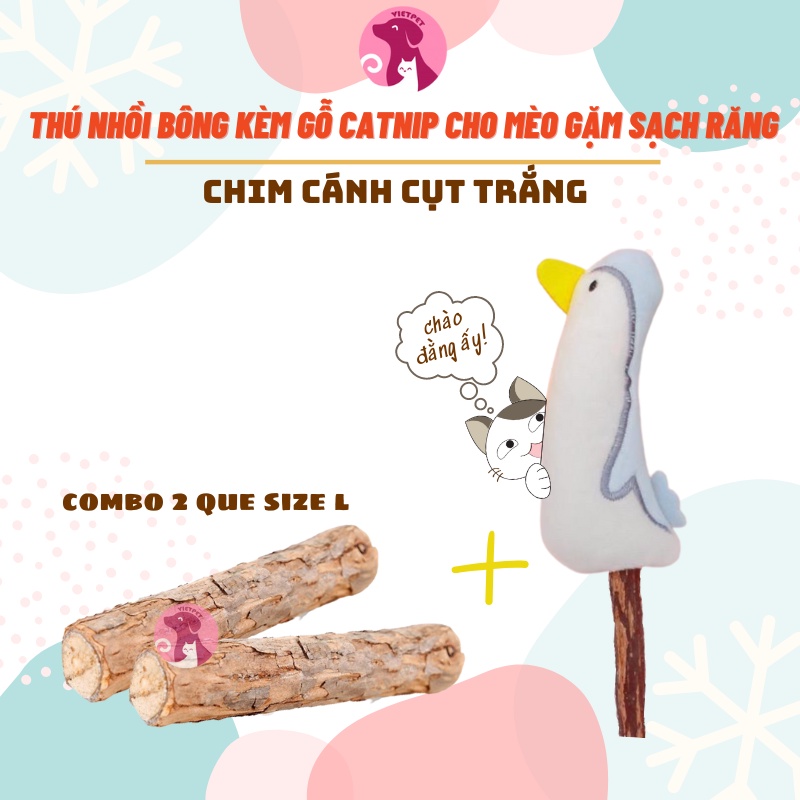 ❤️THÚ NHỒI BÔNG KÈM GỖ CATNIP CHO MÈO GẶM SẠCH RĂNG☯️