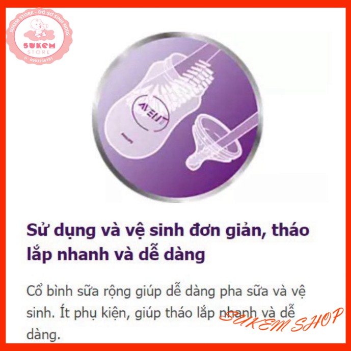 [CHÍNH HÃNG] Bình Sữa Thủy Tinh Philips Avent Nature Cổ Rộng Không Chứa BPA [240ml]