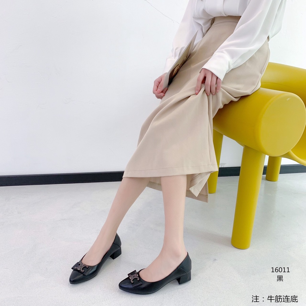 Giày thời trang nữ QC PPP ❤️FREESHIP❤️ Giày công sở cao gót mũi nhọn da mềm gắn khuy 16011
