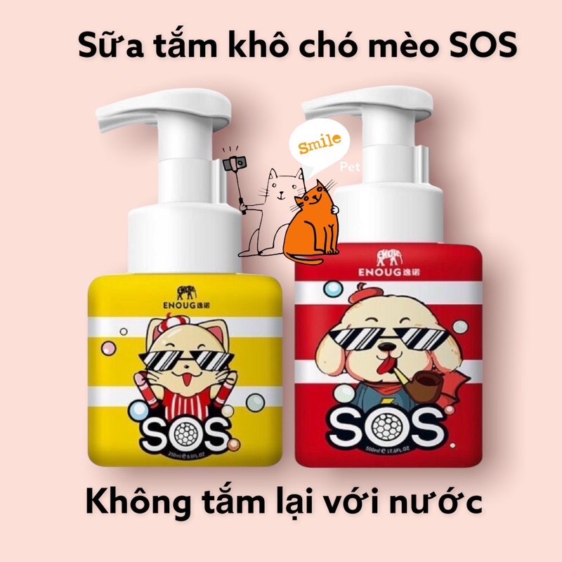 SỮA TẮM KHÔ SOS CHO CHÓ MÈO - SỮA TẮM CHO THÚ CƯNG 250ML