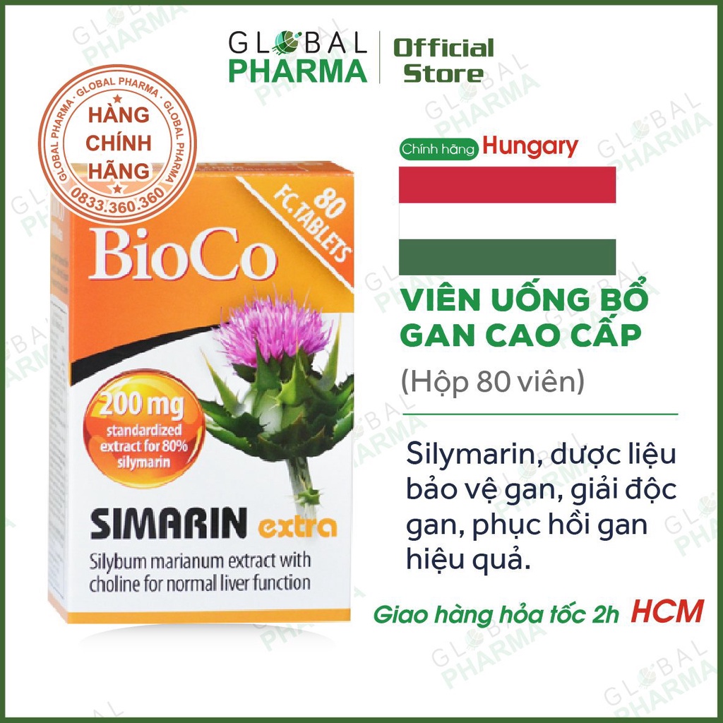 [HUNGARY] Giải độc gan, Hạ men gan BIOCO SIMARIN EXTRA (Hộp 80 viên)