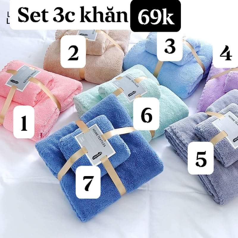 69k Set 3 cái Khăn tắm - vải lông san hô