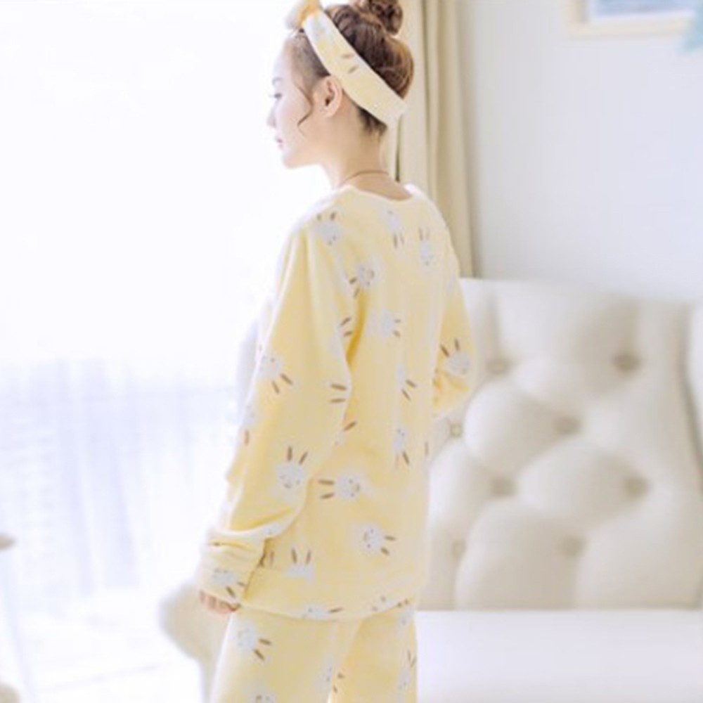 Bộ Đồ Ngủ Vải Bông In Họa Tiết Dễ Thương Size M-2Xl Cho Nữ | BigBuy360 - bigbuy360.vn