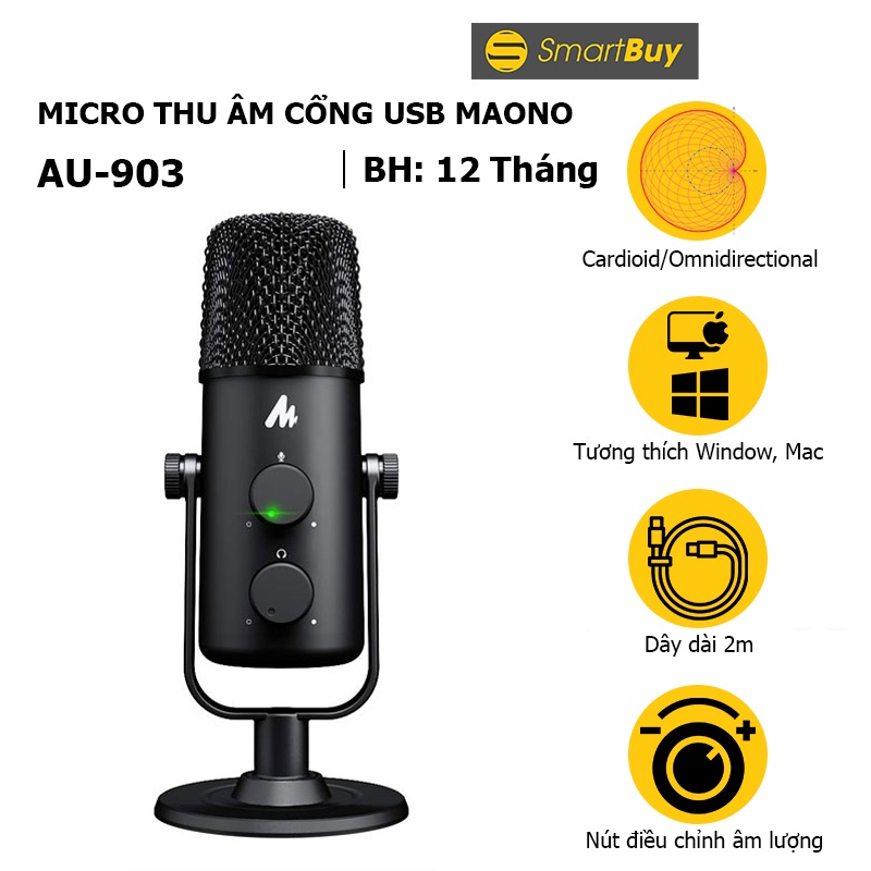 Micro thu âm USB MAONO AU-903 Fairy cho streaming game, Mic thu âm họp trực tuyến, thu âm nhạc cụ - Hàng chính hãng