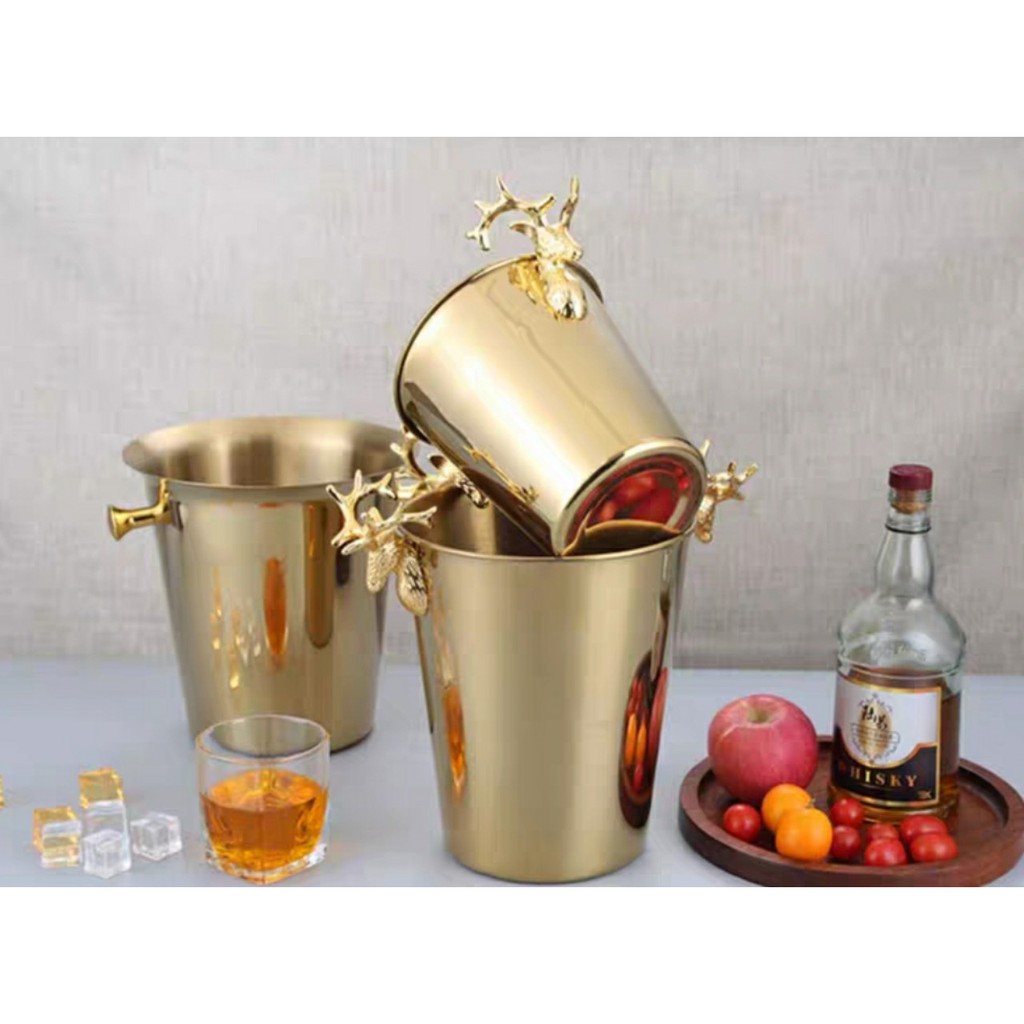 XÔ ĐÁ NGÂM RƯỢU ĐẦU HƯƠU MÀU VÀNG CAO CẤP - Inox 304