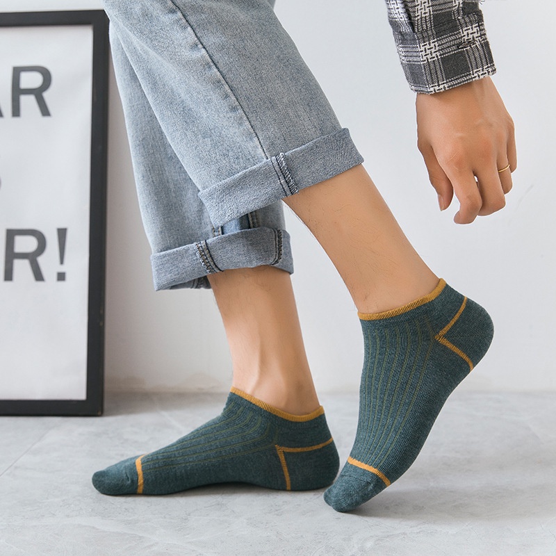 Vớ cotton WAFNHA D486 kẻ sọc thấm hút mồ hôi thoáng khí cho nam