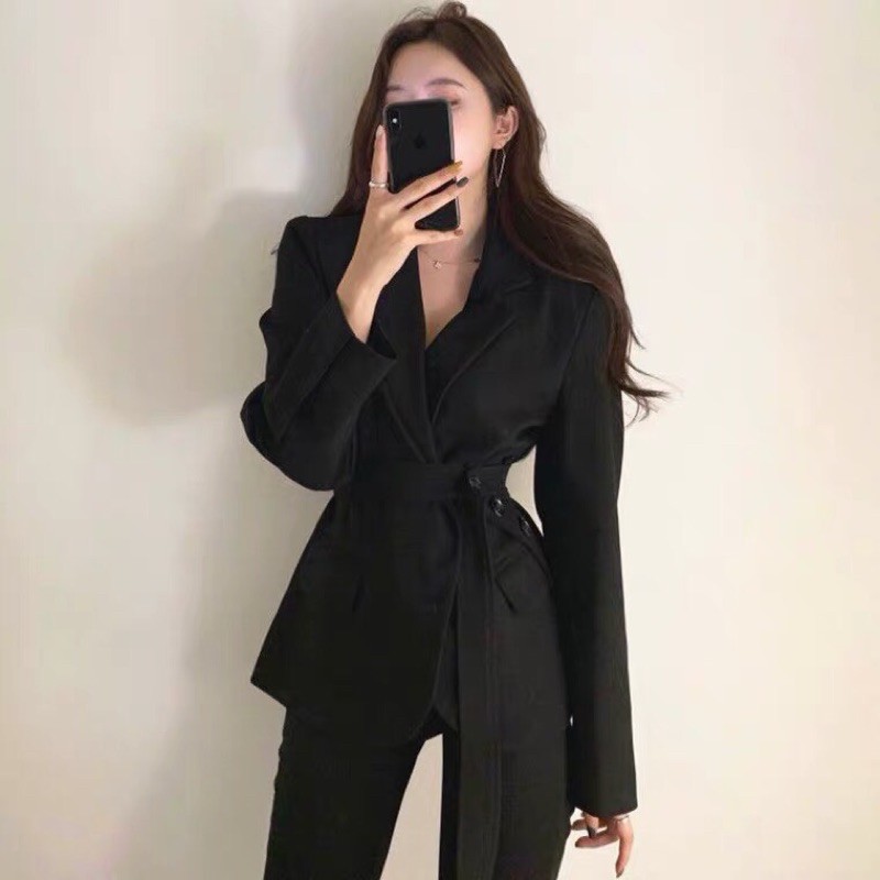 Áo khoác blazer nữ kèm 2 belt -  Áo khoác nữ Hàn Quốc  đẹp | BigBuy360 - bigbuy360.vn