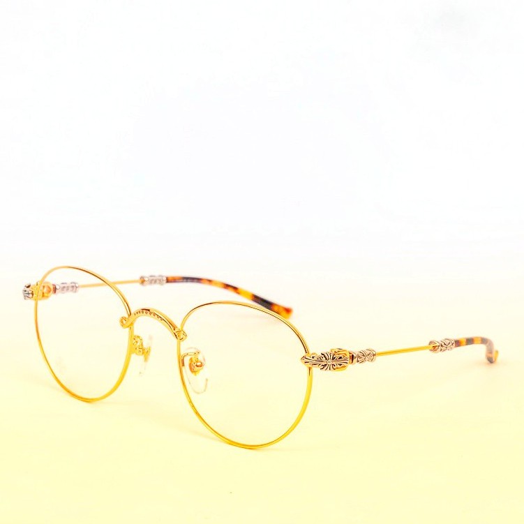 Gọng kính cận tròn chrome hearts gọng kim loại mảnh bền màu thời trang 2059