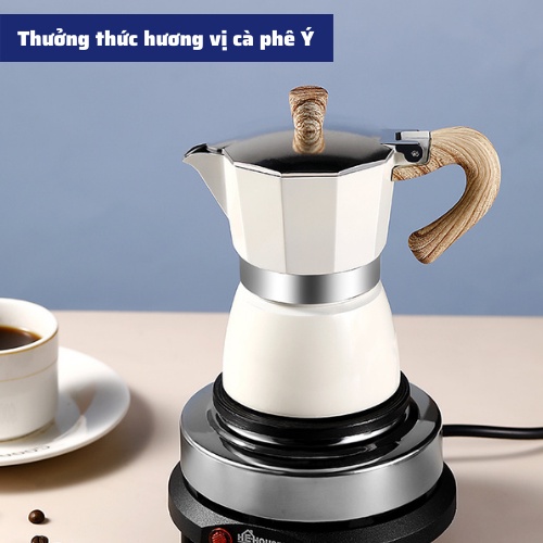 Bình pha cà phê ấm pha cafe quai gỗ dụng cụ pha cà phê đậm đà chuẩn vị truyền thống hiện đại cao cấp