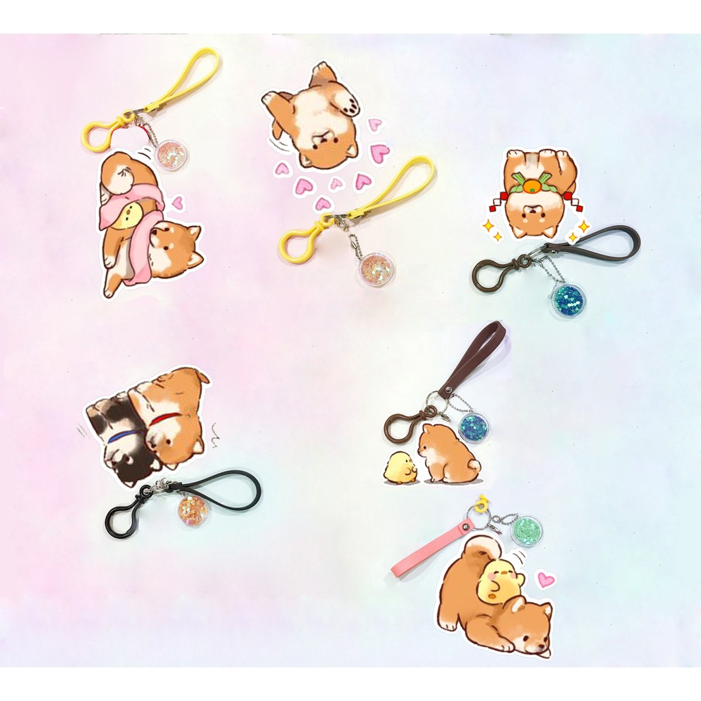 Móc khoá chó shiba kim tuyến MKT16 móc khoá cute dễ thương kpop idol hoạt hình