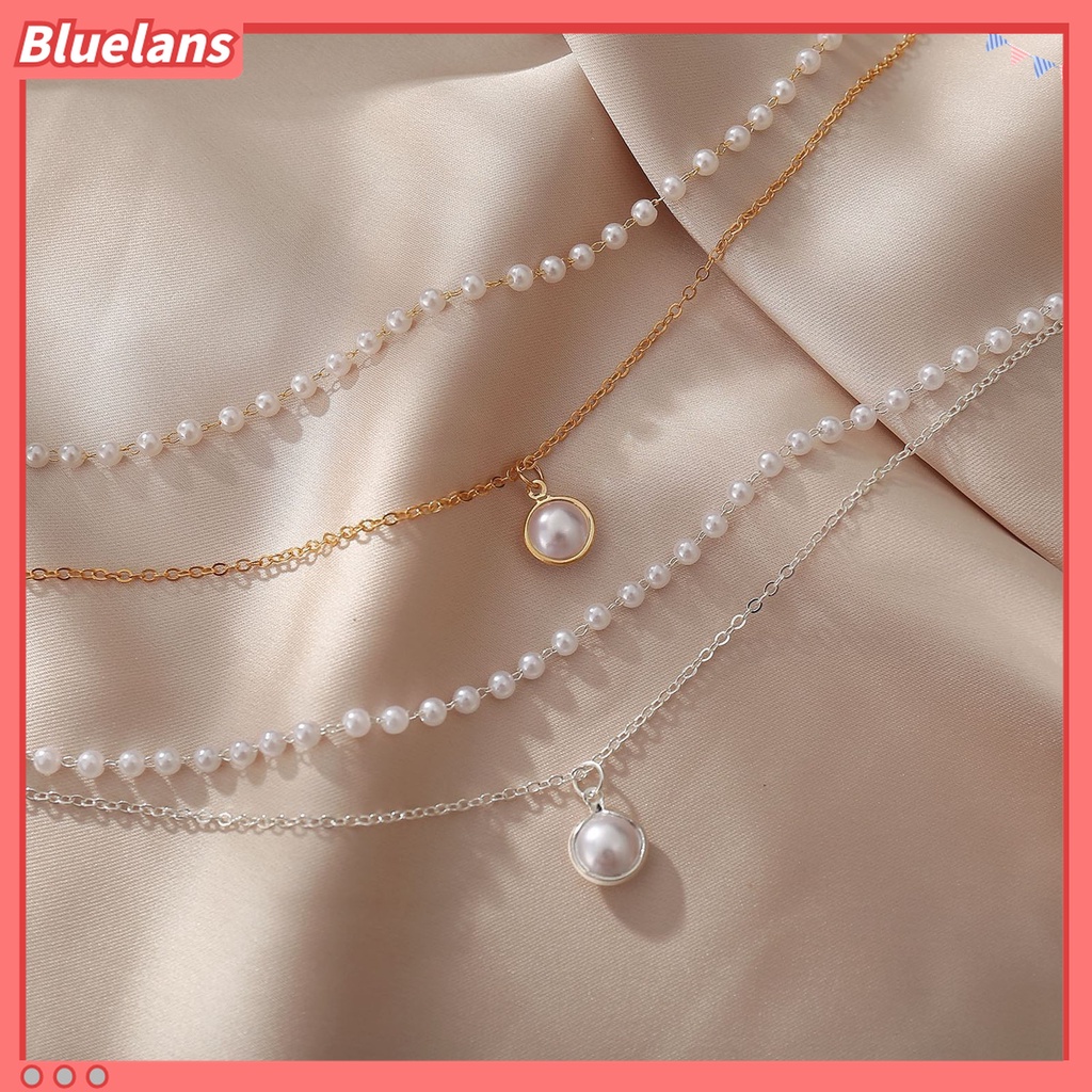 Vòng cổ Hai Lớp Đính Hạt Ngọc Trai Đơn Giản Cho Nữ