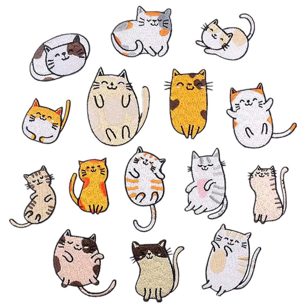50 MẪU HÌNH MÈO DỄ THƯƠNG miếng DÁN ỦI quần áo bé GÁI mẫu giáo STICKER THÊU CAO CẤP CÓ SẴN KEO ỦI
