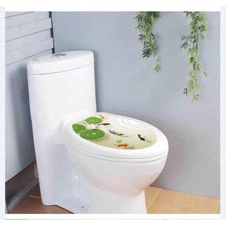 Decal trang trí Toilet - Hồ Cá KOI 3D