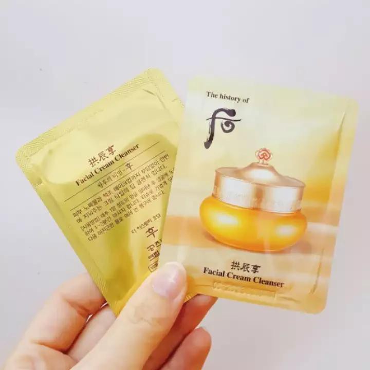 Combo 30 gói kem tẩy trang Đông Y Whoo Facial Cream Cleanser 1ml làm sạch bụi bẩn trên da, mềm mịn - Ngọc Linh