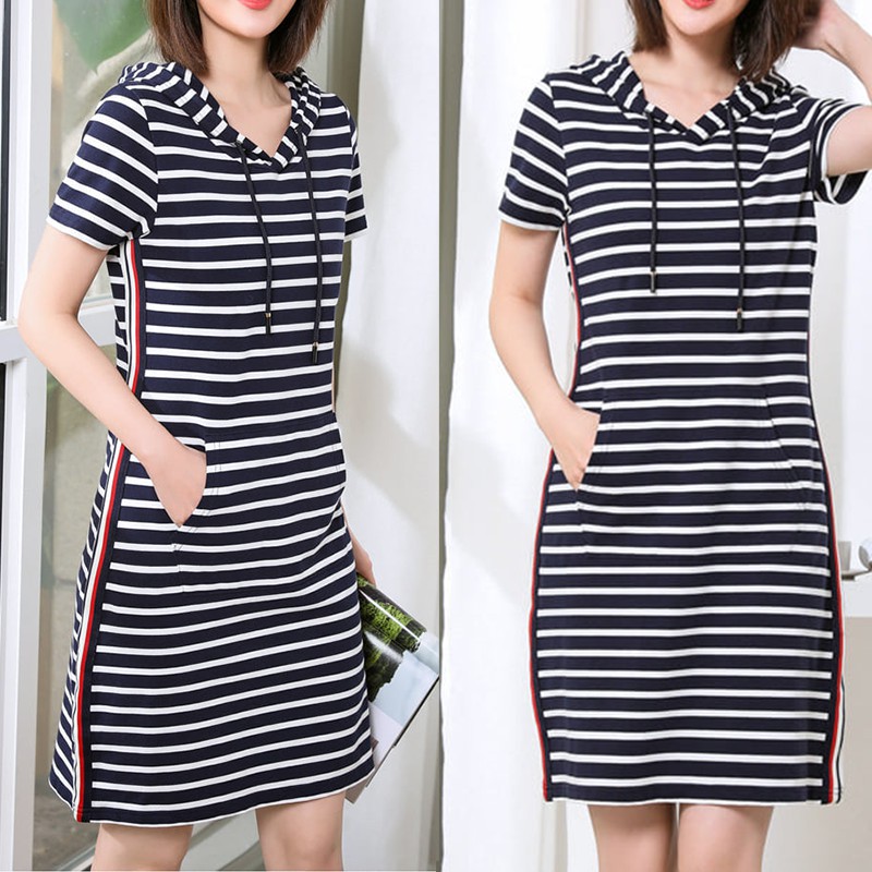 ĐẦM NỮ NGẮN QUẢNG CHÂU, DÁNG SUÔNG, CỔ TRÒN, NGẮN TAY, CHÂN VÁY CHỮ A, CHẤT THUN COTTON (ĐỦ SIZE TỪ 45kg - 70kg)