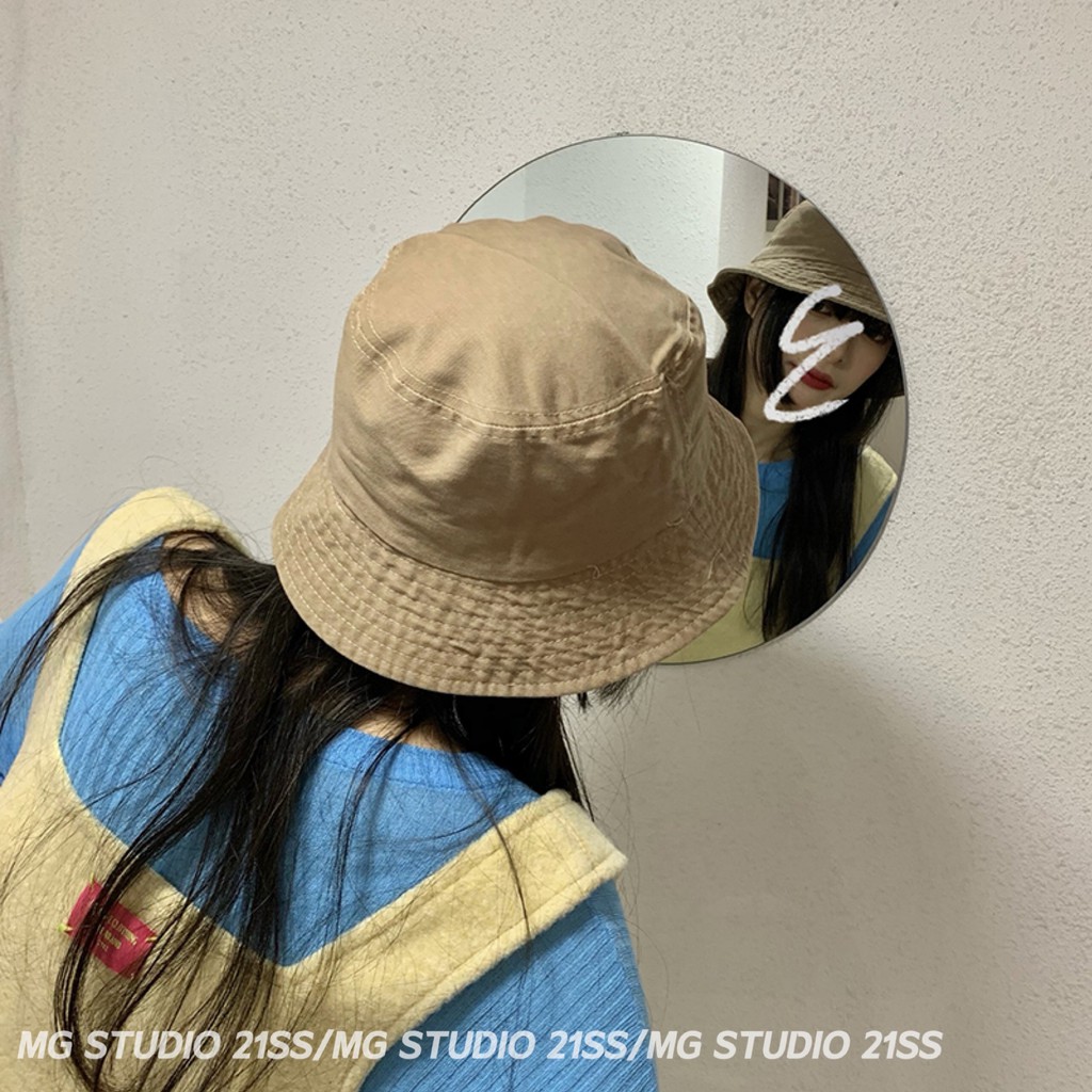 Mũ Tai Bèo Mg Studio Vải Cotton Sơn Màu Trơn Phong Cách Retro Thời Trang