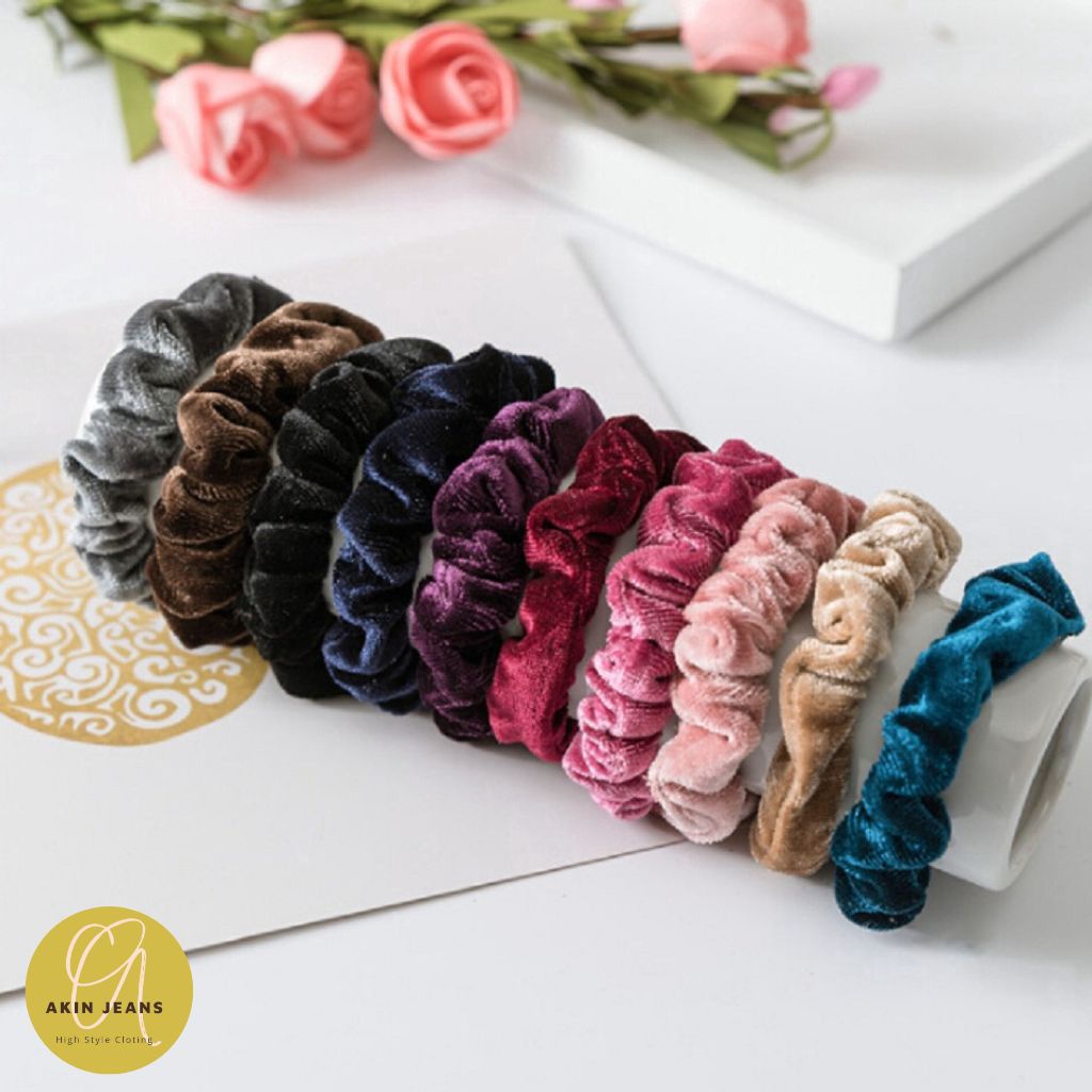 Dây Buộc Tóc Scrunchies Họa Tiết Thời Trang Nữ Tính, Cột Tóc Scrunchies Dễ Thương Giá Rẻ Shop Akin Jeans Qc