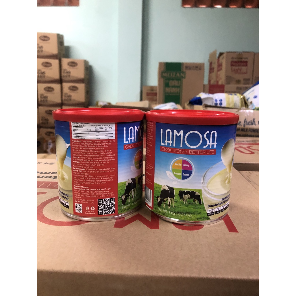 Sữa Đặc Có Đường Cao Cấp LAMOSA Lon 1Kg Kem Đặc Có Đường Lon 1Kg