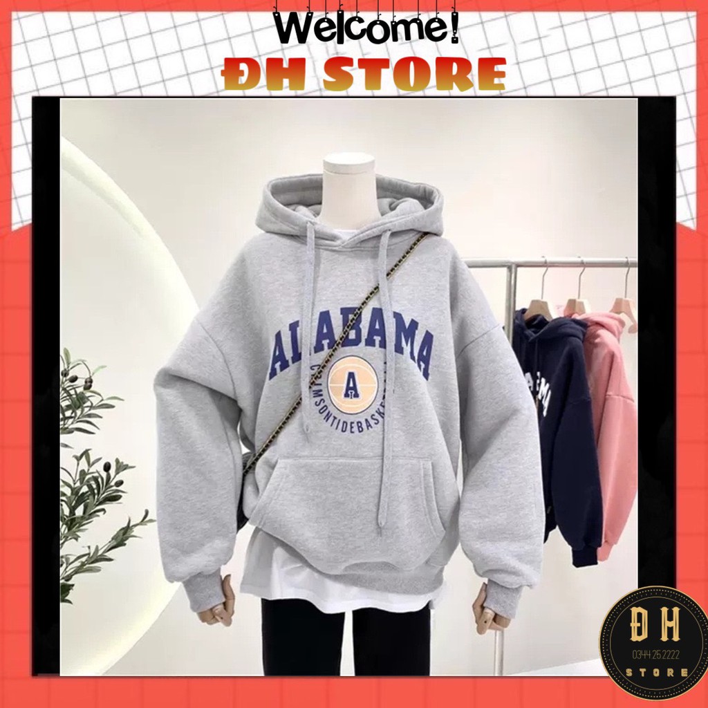 (Mẫu Mới 2021) Áo Hoodie In Chữ ALBAMA Có Mũ Nam Nữ Chất Nỉ Bông Dày Dặn Form Rộng Unisex- Áo Nỉ Nam Nữ Ulzzang Hoạ Tiết