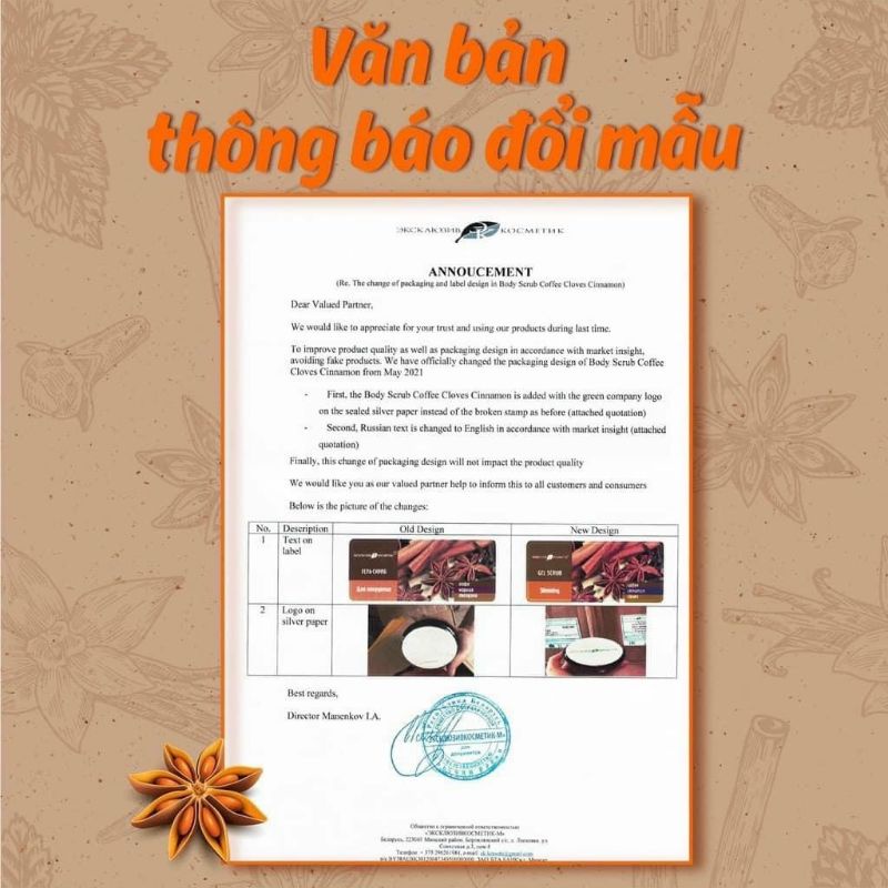 Tẩy Tế Bào Chết Toàn Thân Chiết Xuất Quế Hồi &amp; Cafe Exclusive Belarus 380g