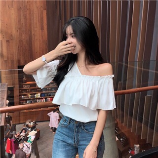 [CÓ SẴN] Áo bèo lệch vai 2 màu trắng, vàng( kèm ảnh thật)