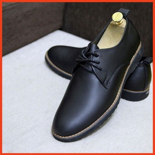 Giày Da Nam Sneaker Cột Dây Da Thật Khâu Viền