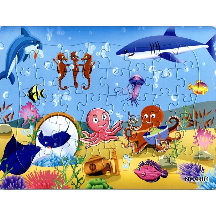 Bảng ghép hình 40 miếng bằng gỗ hình khủng long, chữ số, giao thông và động vật biển cho bé