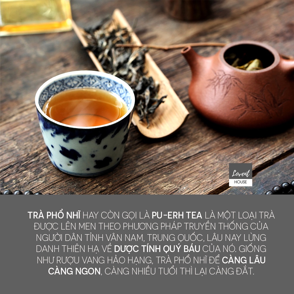 100g SINH TRÀ PHỔ NHĨ CỔ THỤ - trà sống Phổ Nhĩ Lá rời - PUERH -  [Lovent House]