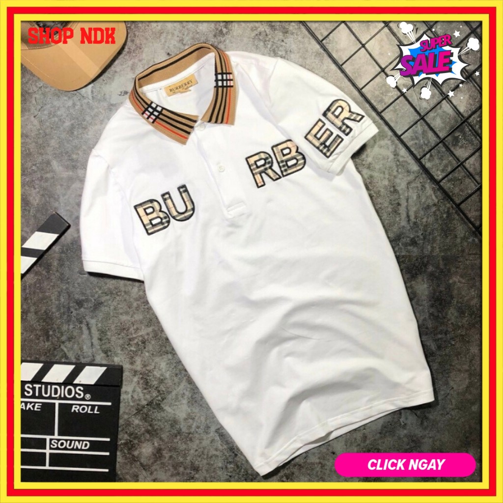 Áo thun nam tay ngắn có cổ logo chữ BURBER cao cấp - A004