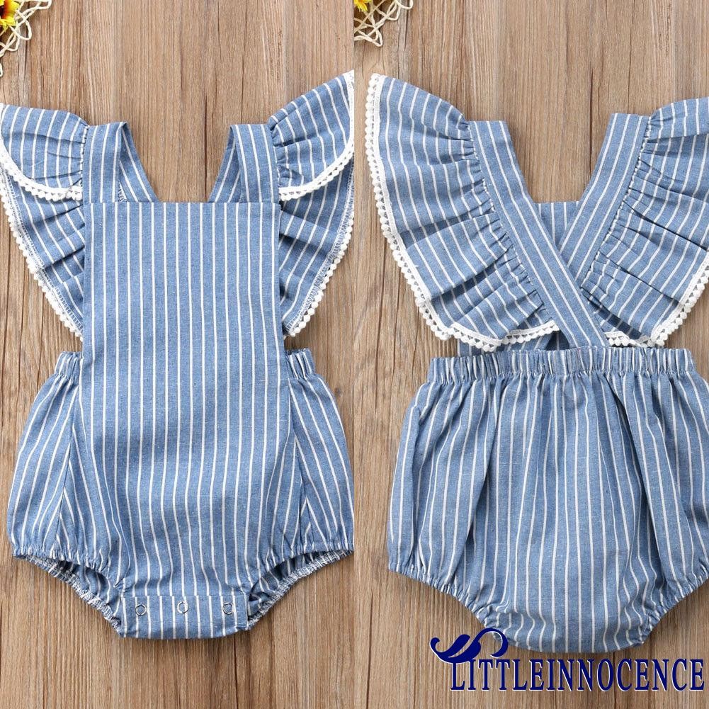 ❤XZQ-Hot Toddler Infant Baby Girl Cotton Stripe Romper Jumpsuit Bodysuit Clothes Outfit