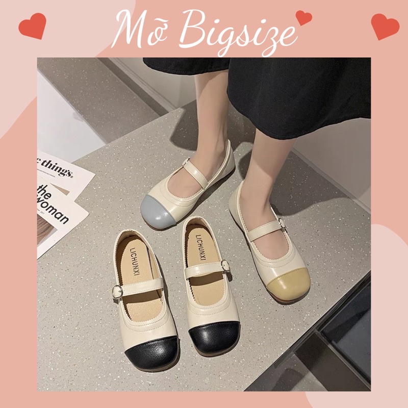 Giày Búp Bê Đế Bằng Miệng Nông Đính Nơ Thời Trang Mùa Xuân Cho Nữ BIGSIZE (35-42)