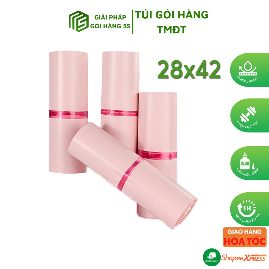 Túi Gói Hàng, Túi Đóng Hàng Niêm Phong Keo Tự Dính 5S Kích Thước 28x42cm Cuộn 100 Túi