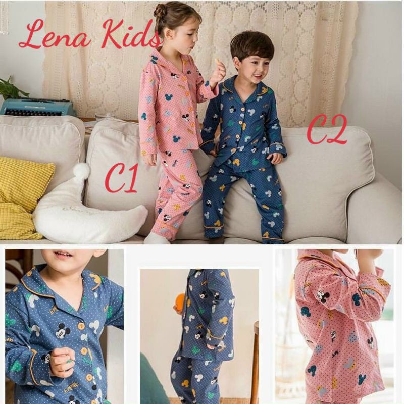 Bộ pyjama cotton cho bé Lenakids size 2-9