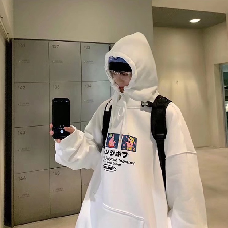 Áo hoodie tay dài dáng rộng in họa tiết hoạt hình phong cách nhật bản thời trang cho nam và nữ size m-3xl