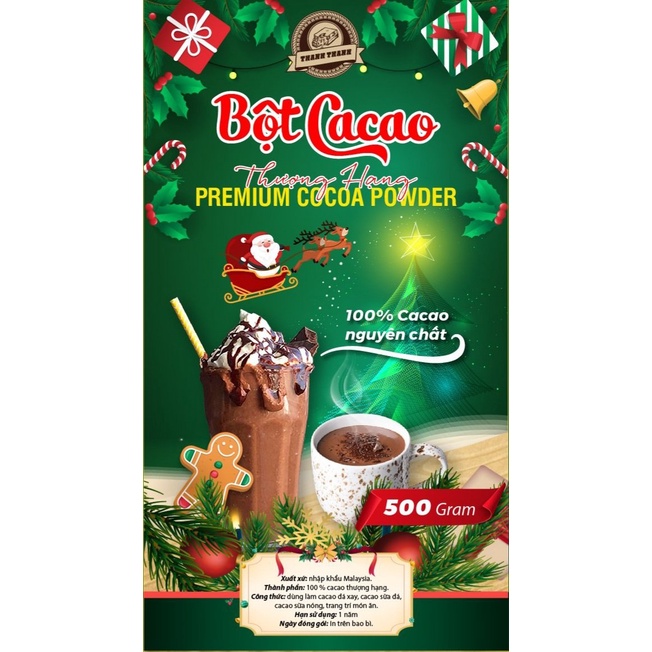 Bột Cacao Đắng Thượng Hạng Nguyên Chất Thanh Thanh Gói 500gr