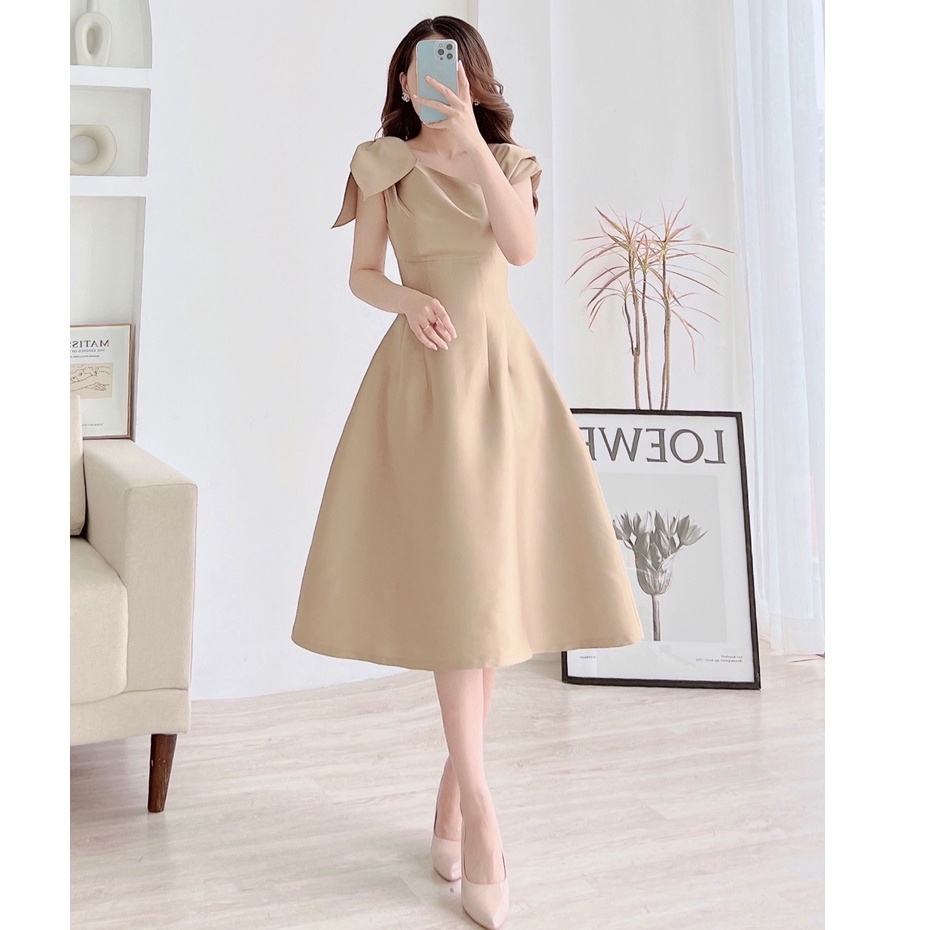 Váy dự tiệc cổ lệch nơ vai sang trọng ZYM'S HOUSE K1186