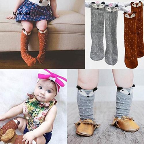 Tất đầu gối chất Cotton hoạ tiết chú cáo đáng yêu cho bé