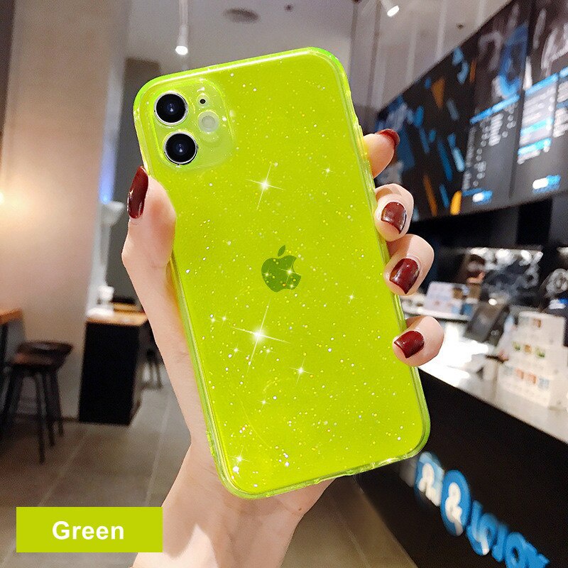 Ốp Điện Thoại Silicon Mềm Trong Suốt Phối Kim Tuyến Cho iPhone 12 11 Pro Max Mini 13 Pro Max