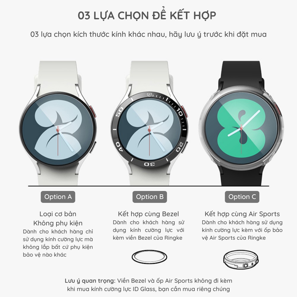 Kính cường lực ID Glass dành cho Galaxy Watch 4 - Ringke