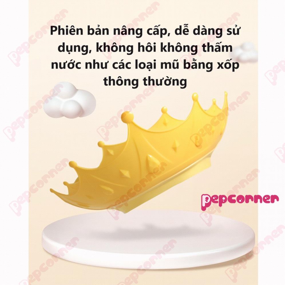 Mũ gội đầu chắn nước bảo vệ tai và mắt hình vương miện, nón tắm có thể điều chỉnh vòng đầu, chất liệu  PP + TPE cao cấp