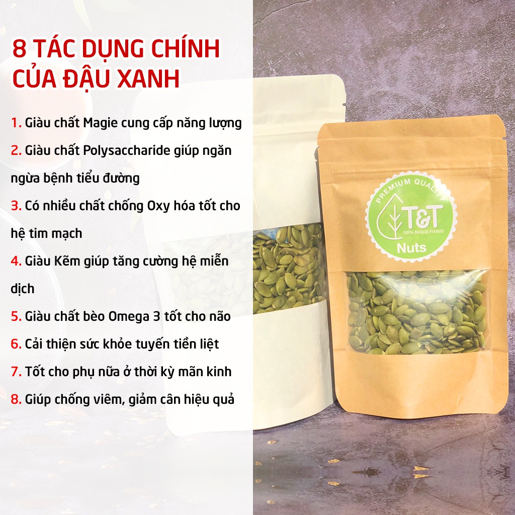 500g nhân bí xanh Ấn Độ ( Sống/ Rang Chín) nguyên vị, béo thơm Hani Food